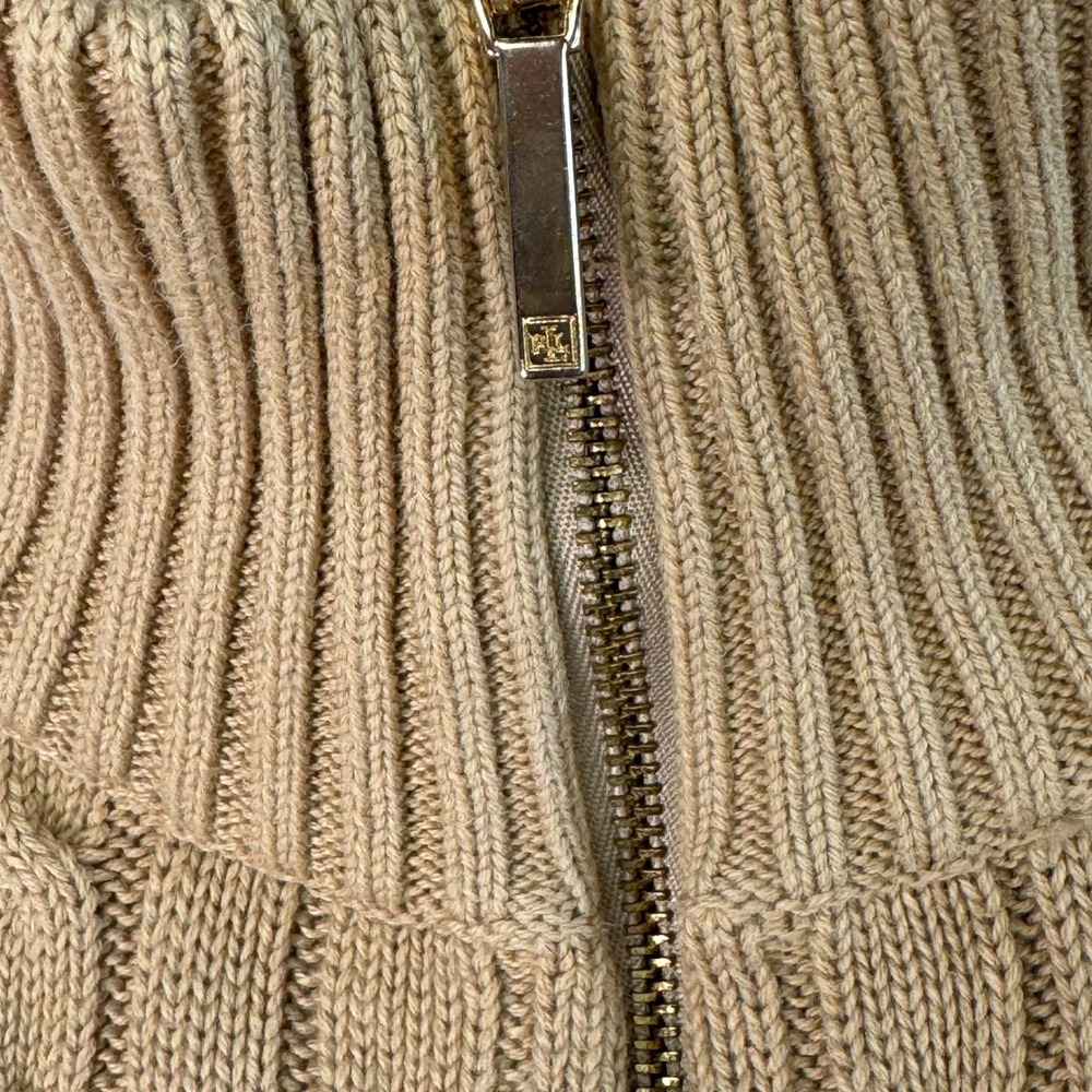 Ralph Lauren Womens Sz S Tan Cable Knit Cotton Full Zip Sweater‎ Preppy Classic - Picture 9 of 9